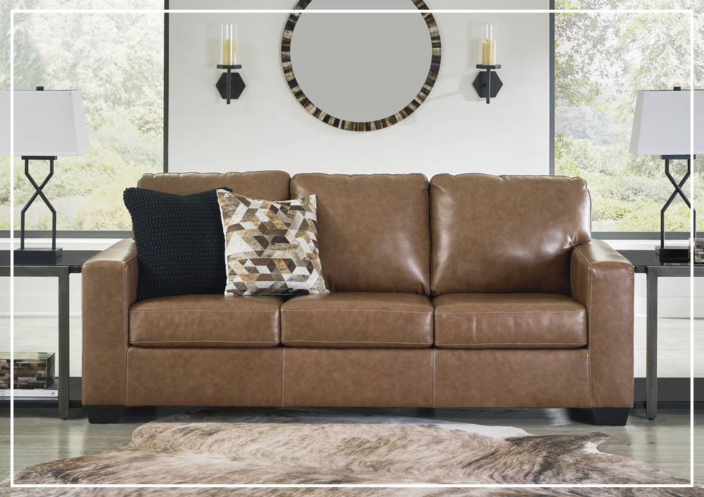 Gio Italia Bella 3-Seater Leather Sofa in caramel brown