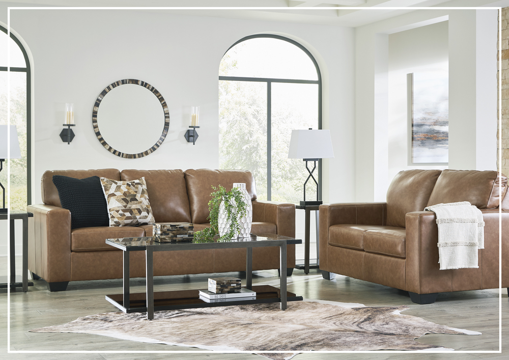 Gio Italia Bella 3-Seater Leather Sofa in caramel brown