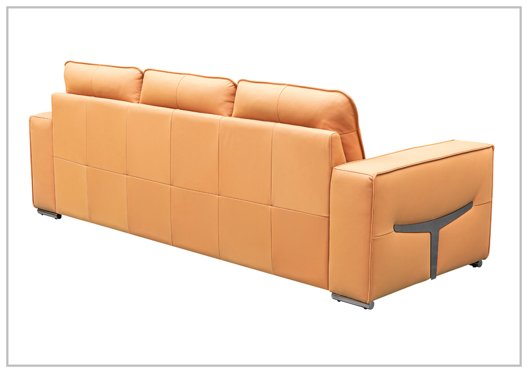 Klaussner Grazia 3-Seater Tufted Leather Sofa with Track Arms in Orange