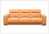 Klaussner Grazia 3-Seater Tufted Leather Sofa with Track Arms in Orange