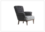 Klaussner Helios Gray Fabric Chair with Tufted Back