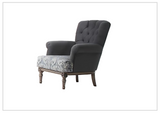 Klaussner Helios Gray Fabric Chair with Tufted Back