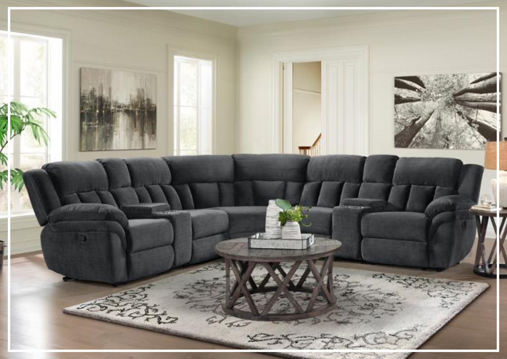 Klaussner McCobb 7-Piece Gray Recliner Sectional Sofa