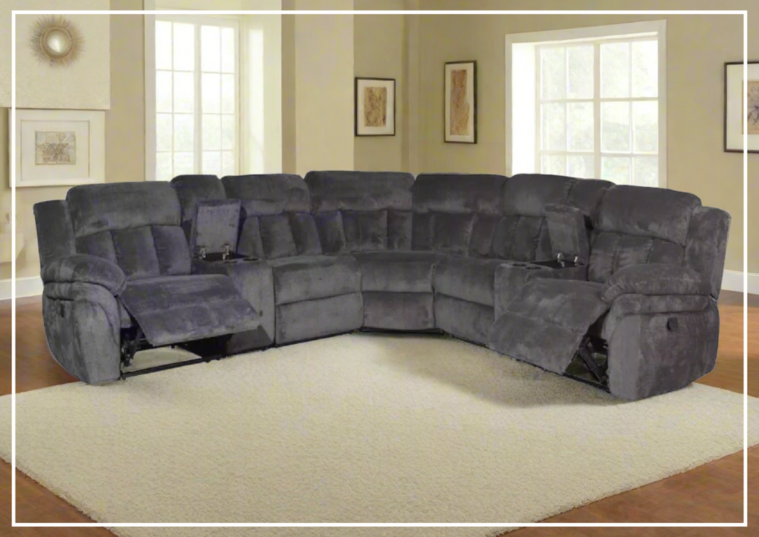 Klaussner McCobb 7-Piece Gray Recliner Sectional Sofa