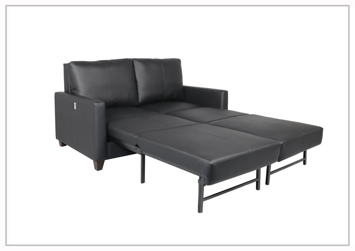 Gio Italia Nova Queen Leather Sleeper Sofa With Wood and Chrome Legs