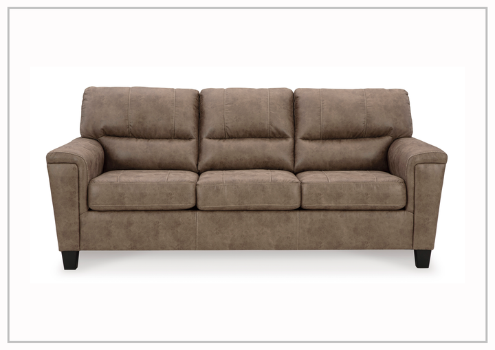 Gio Italia Nessa 3 Seater Faux Leather Queen Sleeper Sofa In Brown Color