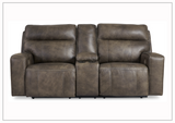 Nimbus Power Reclining Leather Loveseat with Adjustable Headrest & Console-Sofabed