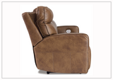 Nimbus Power Reclining Leather Loveseat with Adjustable Headrest & Console-Sofabed