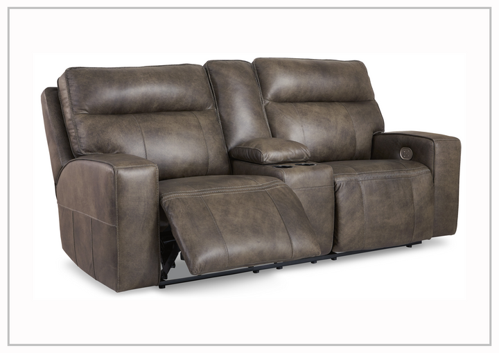 Nimbus Power Reclining Leather Loveseat with Adjustable Headrest & Console-Sofabed