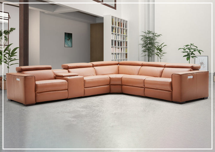 Gio Italia Aventura L-Shaped Leather Power Reclining Sectional Sofa