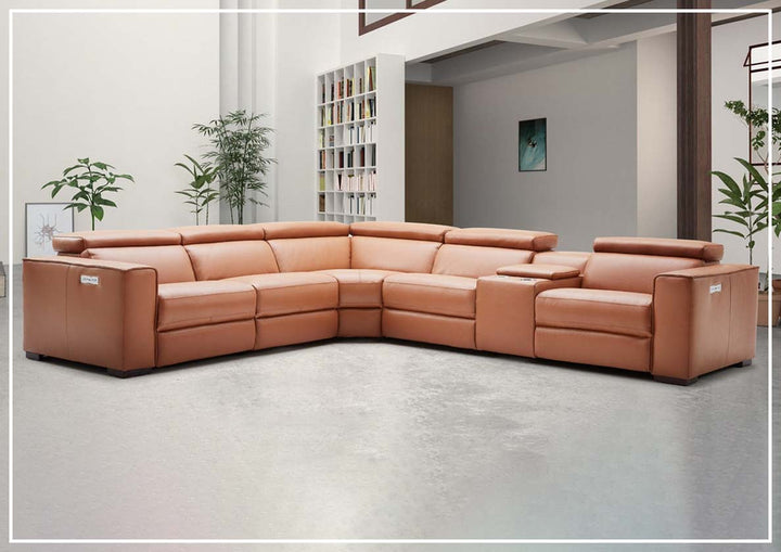 Gio Italia Aventura L-Shaped Leather Power Reclining Sectional Sofa