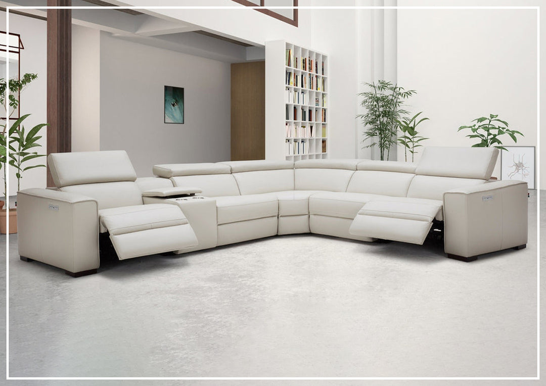 Gio Italia Aventura L-Shaped Leather Power Reclining Sectional Sofa