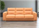 Klaussner Grazia 3-Seater Tufted Leather Sofa with Track Arms in Orange