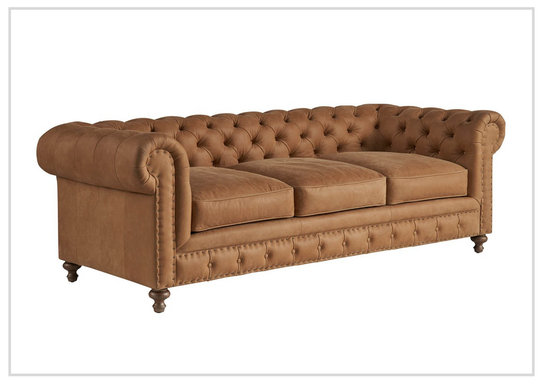 Universal Furniture Griffith Park Berkeley Leather Tufted Sofa with Rolled Arms-sofabed.com