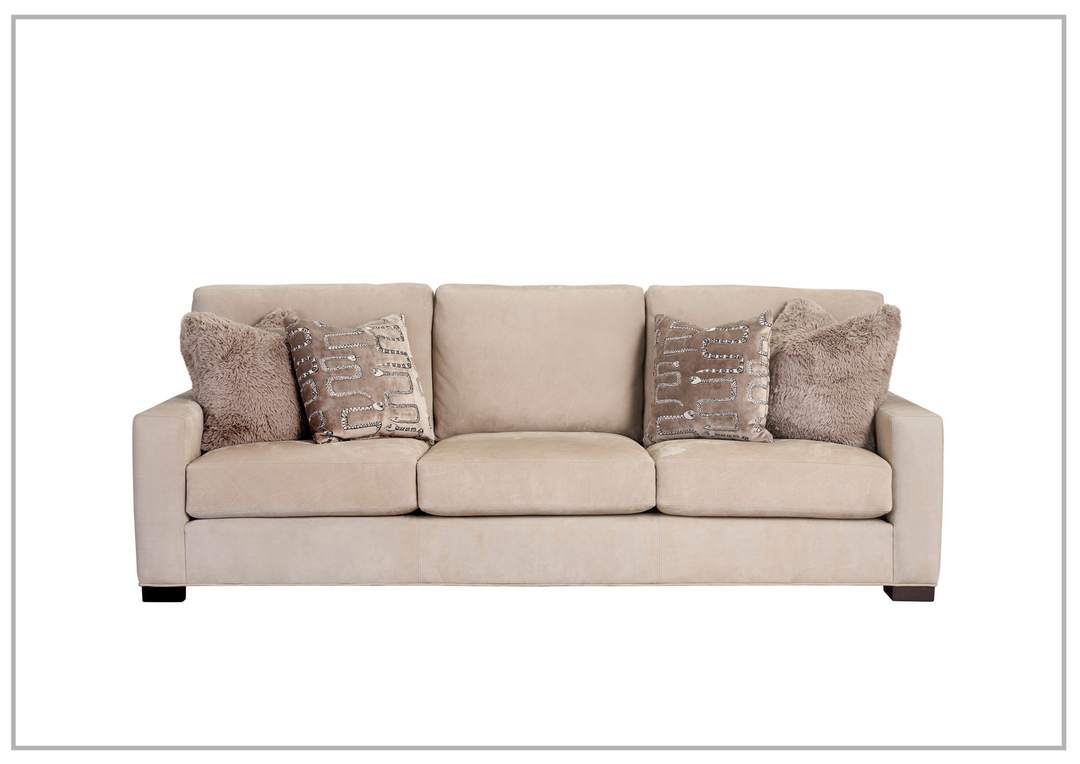 Universal Furniture Hunter Leather 3-Seater Stationary Sofa in Beige with Boxed Legs