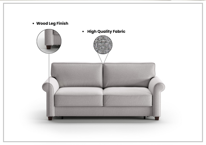 Luonto Casey Fabric Sofa Sleeper in Various Sizes with Walnut Leg Finish