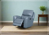 Bristol Glider Recliner Leather Chair In Blue Color-SOFABED