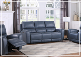 Bristol Power Reclining Leather 3-Seater Sofa In Blue Color-SOFABED