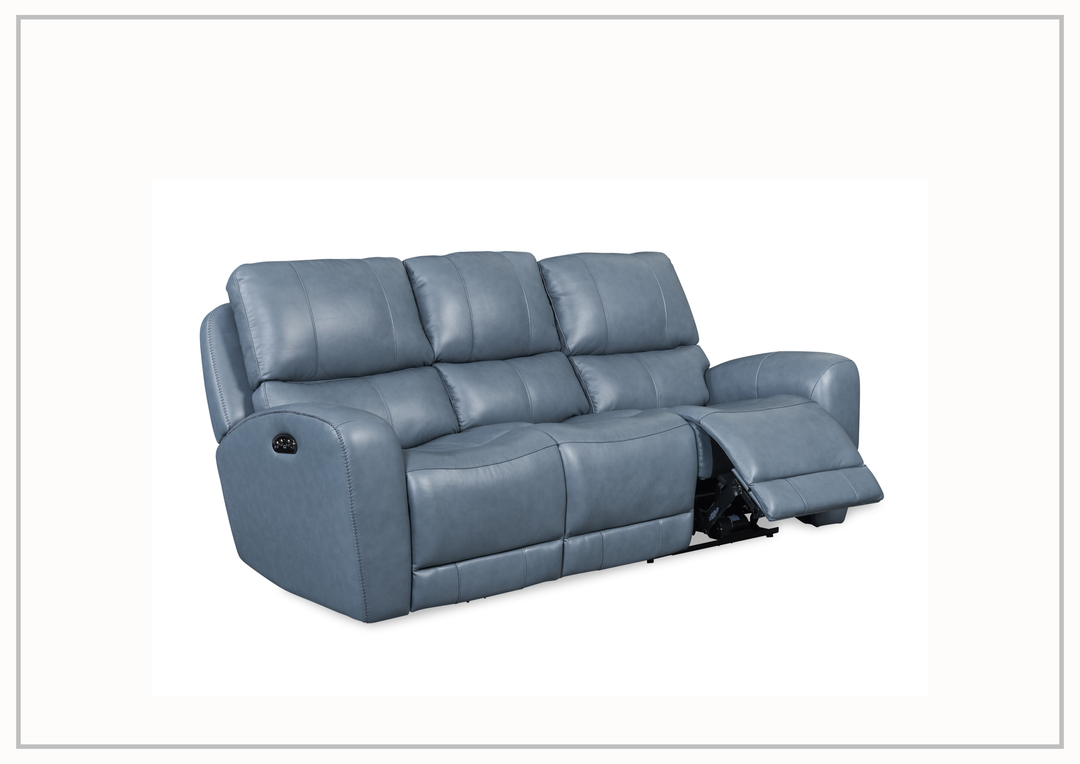 Bristol Power Reclining Leather 3-Seater Sofa In Blue Color-SOFABED