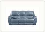 Bristol Power Reclining Leather 3-Seater Sofa In Blue Color-SOFABED