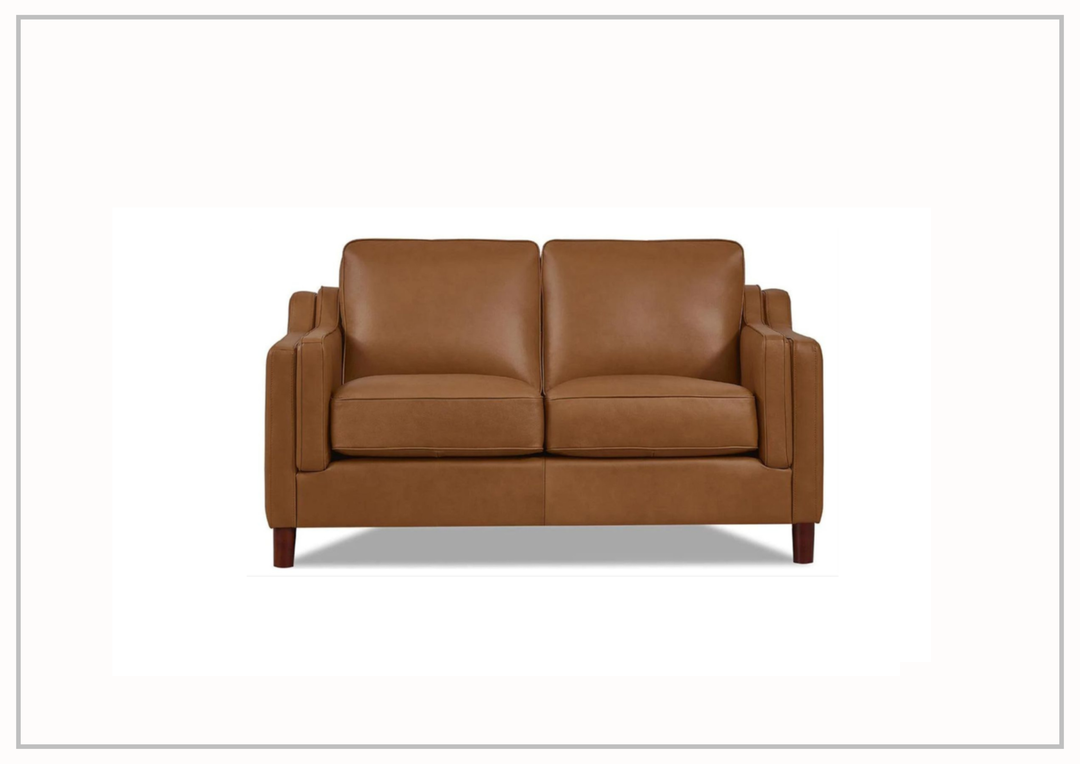 Hydeline Bella Stationary Leather Loveseat with Track Arms-Sofabed