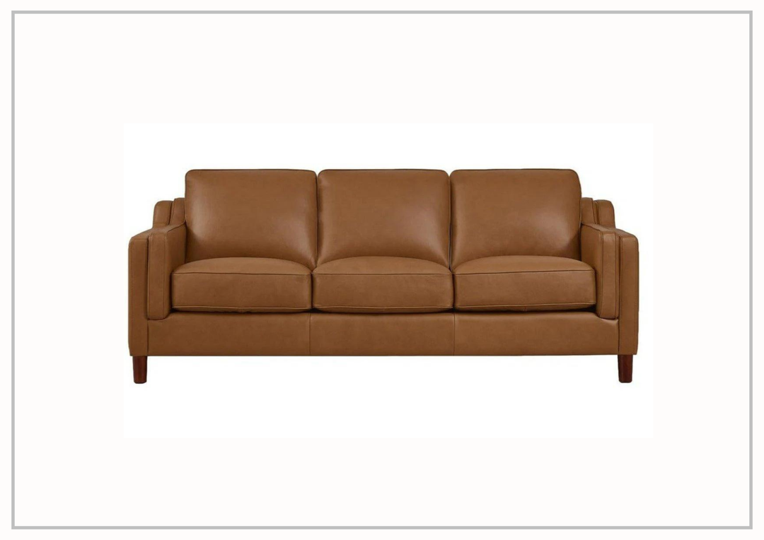 Hydeline Bella Stationary Leather Sofa with Track Arms-Sofabed