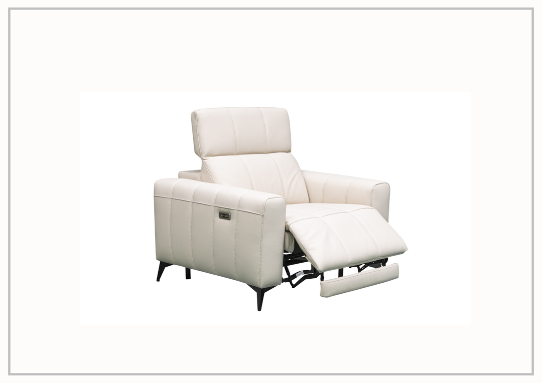 Klaussner Capri Power Reclining Beige Chair With Power Footrest And Adjustable Headrest