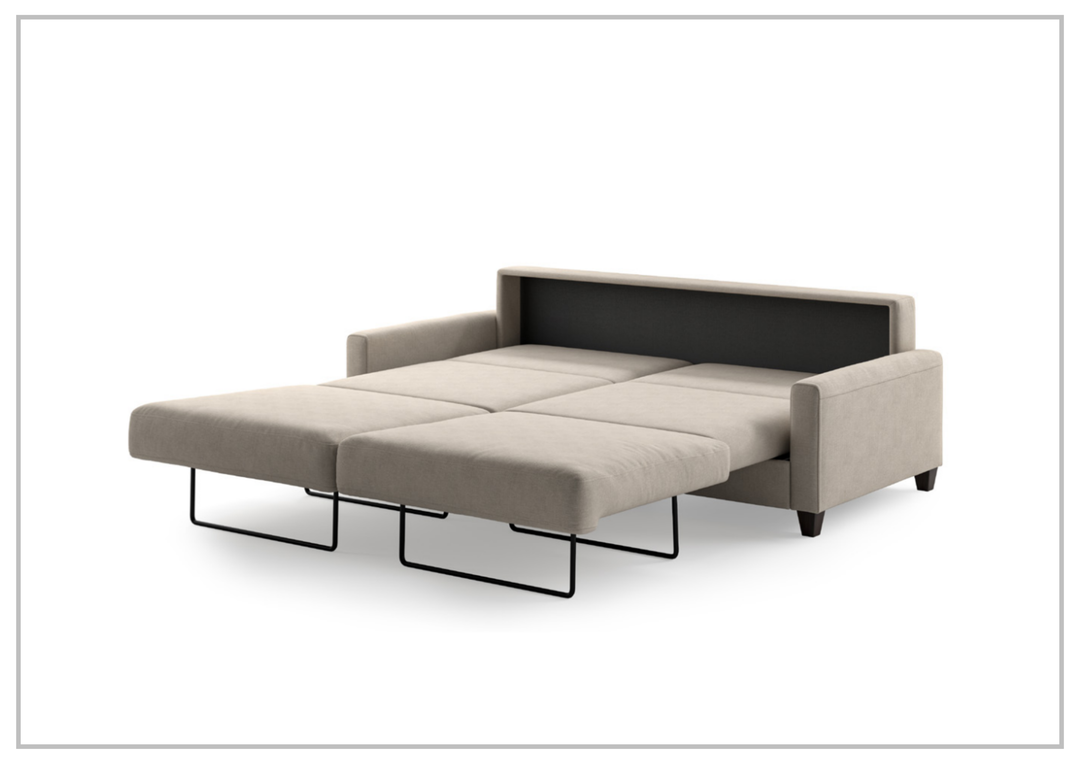 Luonto Nico Fabric Queen Sleeper Sofa With Nest Function and Walnut or Chrome Leg Finish