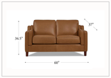 Hydeline Bella Stationary Leather Loveseat with Track Arms