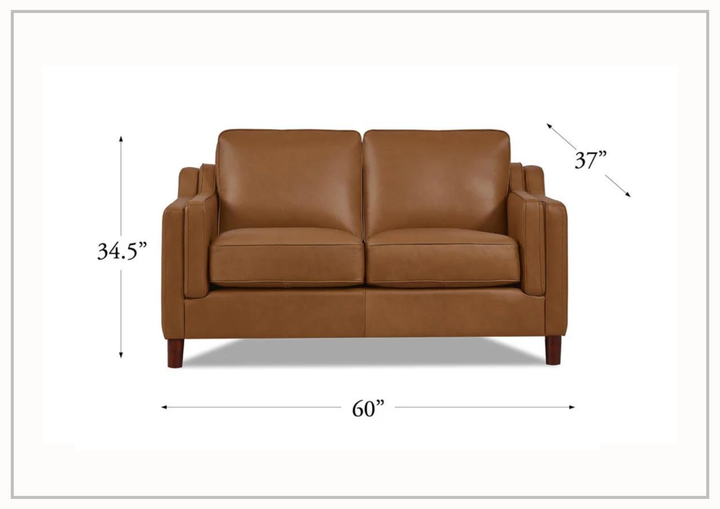 Hydeline Bella Stationary Leather Loveseat with Track Arms