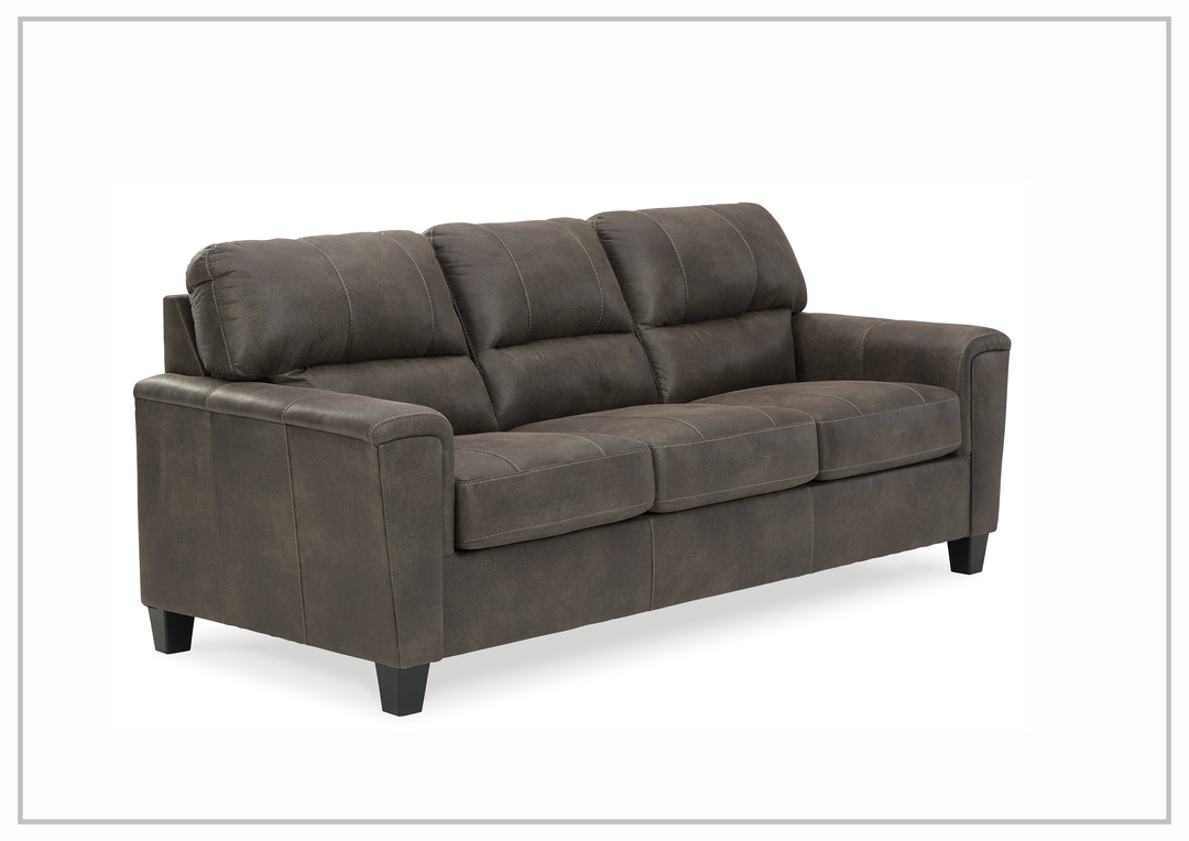 Gio Italia Nessa 3-Seater Faux Leather Queen Sleeper Sofa In Cocoa Brown