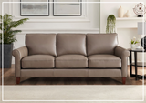 Hydeline Laguna Stationary Leather Sofa with Rolled Arms-Sofabed