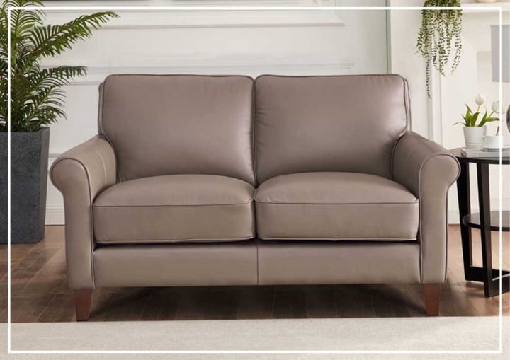 Hydeline Laguna Stationary Leather Loveseat with Rolled Arms-Sofabed