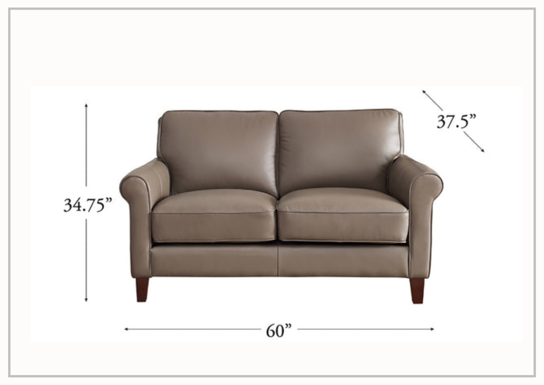 Hydeline Laguna Stationary Leather Loveseat with Rolled Arms