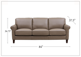 Hydeline Laguna Stationary Leather Sofa with Rolled Arms