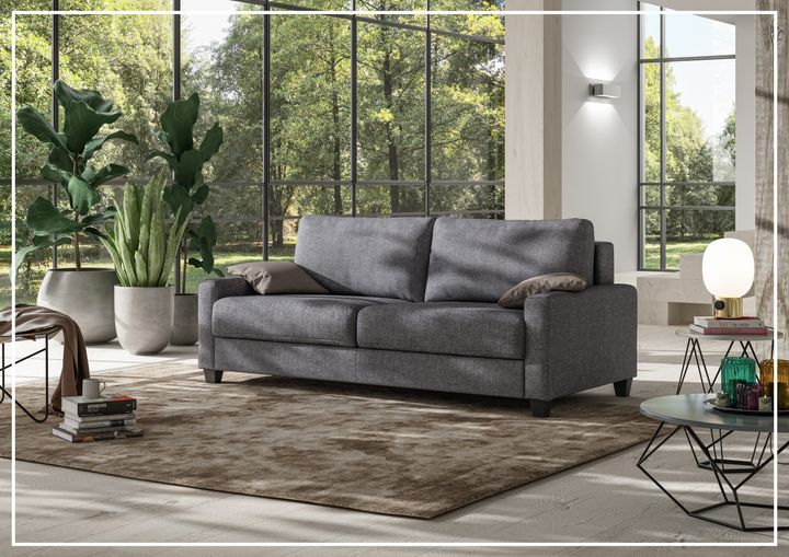 Luonto Nico Fabric Full XL Sleeper Sofa With Walnut or Chrome Leg Finish