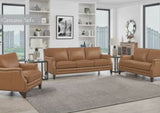 Hydeline Camano Stationary Premium Leather Sofa with Nail-Head Finish