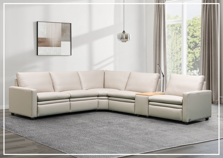 Klaussner Roma 6 Piece Beige Leather Power Reclining Sectional Sofa