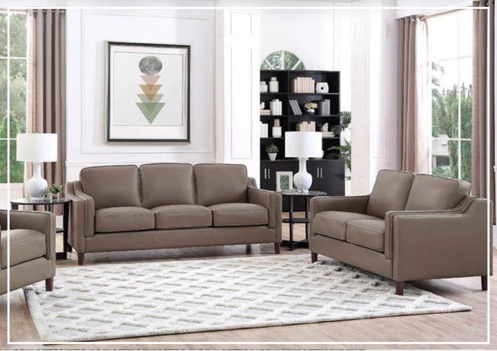 Hydeline Bella Stationary Leather Loveseat with Track Arms-Sofabed