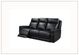 Gio Italia Home Vault Power Reclining Leather 3-Seater Sofa In Black-SOFABED