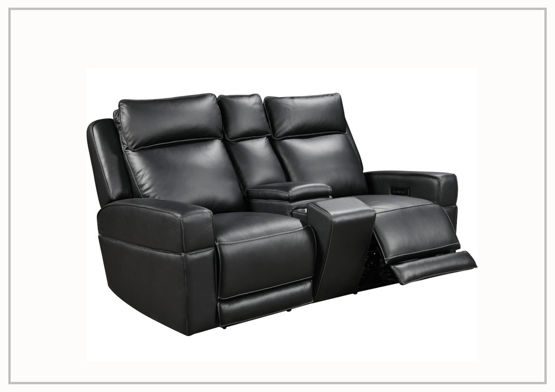 Gio Italia Home Vault Power Reclining Leather Loveseat In Black-SOFABED