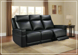 Gio Italia Home Vault Power Reclining Leather 3-Seater Sofa In Black-SOFABED