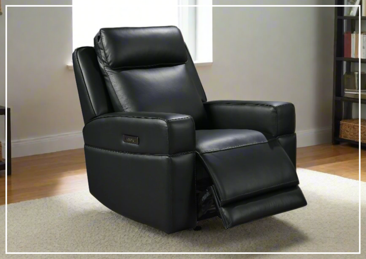 Gio Italia Home Vault Recliner Leather Chair in Black-SOFABED