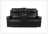 Gio Italia Home Vault Power Reclining Leather Loveseat In Black-SOFABED